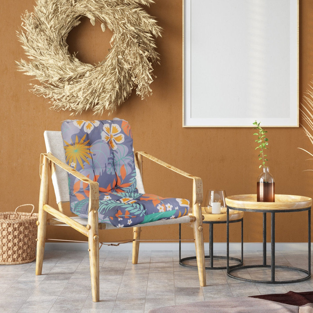 2Pcs Waterproof Rocking Chair Cushion Upper And Lower Back And Seat Sets with Non-Slip Ties Oxford Cloth Surface Polyester Filling Comfortable for Ind