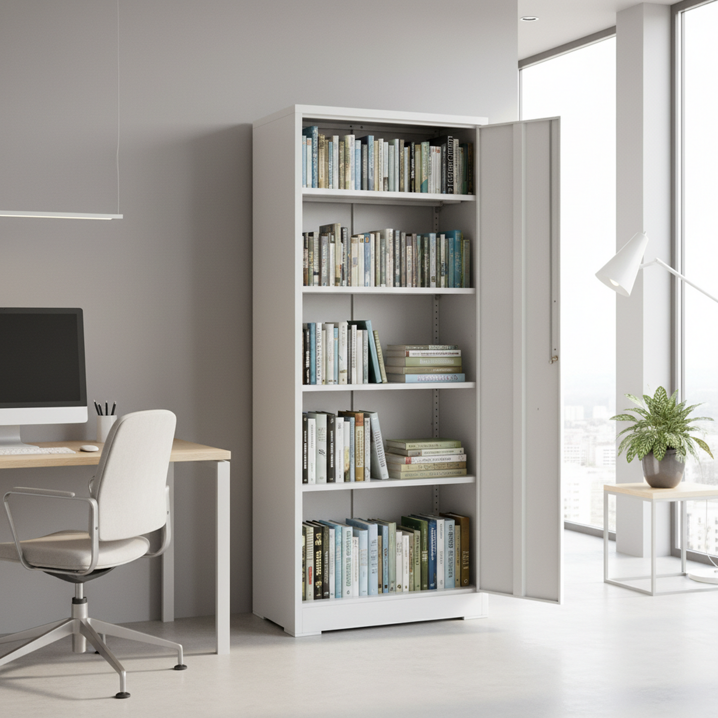 Container Furniture Direct Ironclad 71" Metal Storage Cabinet with Locking Doors and 4 Adjustable Shelves