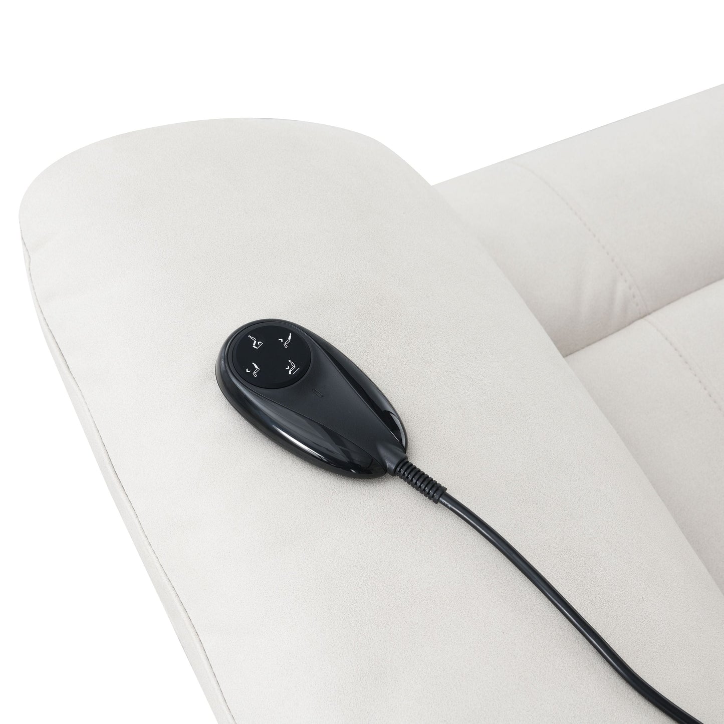 Chriki Beige Fabric Power Recliner with Lift, Heating, and Massage