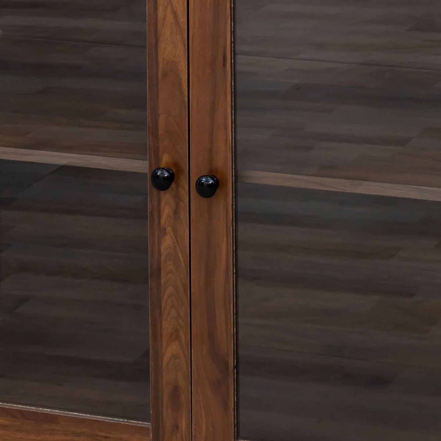 Large Kitchen Hutch Cabinet, Storage Kitchen Cupboard With 4 Doors, 4 Drawers & Microwave Shelf - Walnut