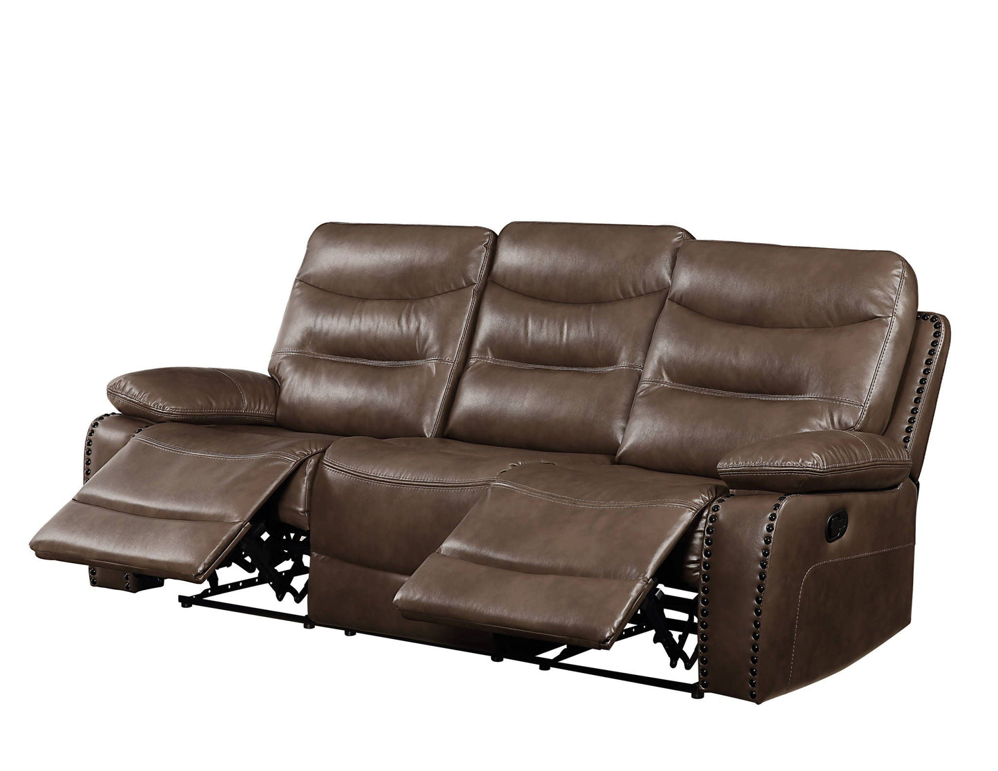 Aashi Leather Gel Match 3 Piece Recliner Living Room Set - Brown