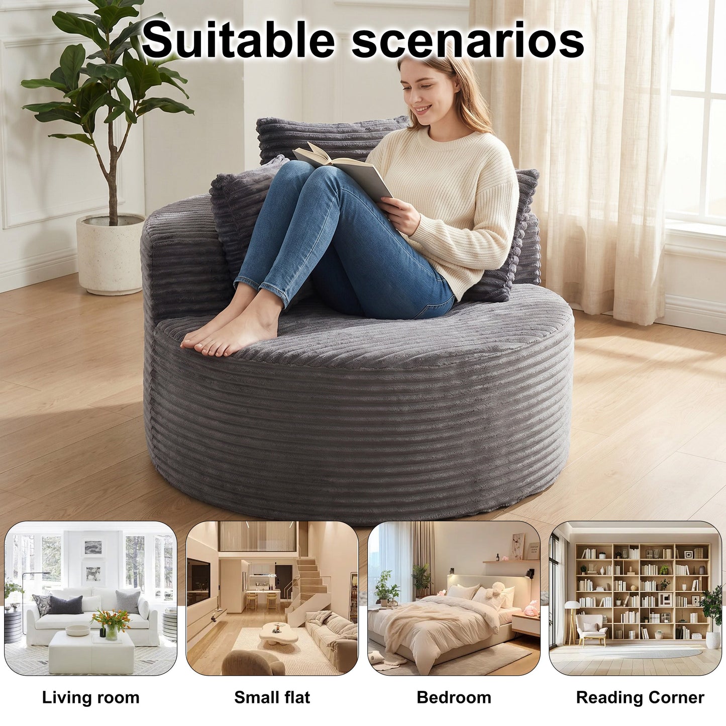 43-inch Round Corduroy Single Sofa