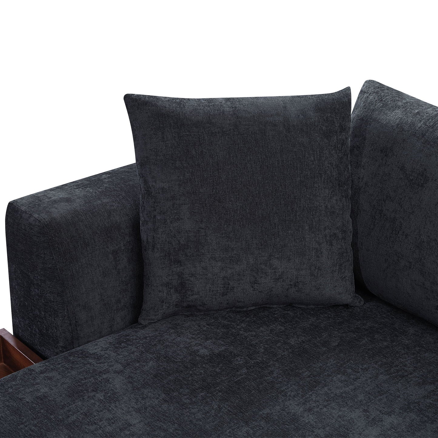 Modern L Shaped Sectional Sofa With Upholstery And Wooden Storage