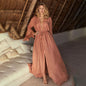 Slub Fabric Flounce Sleeve Deep V-Neck Beach Dress ¨C Vacation Bikini Cover-Up, Sun Protection Kimono