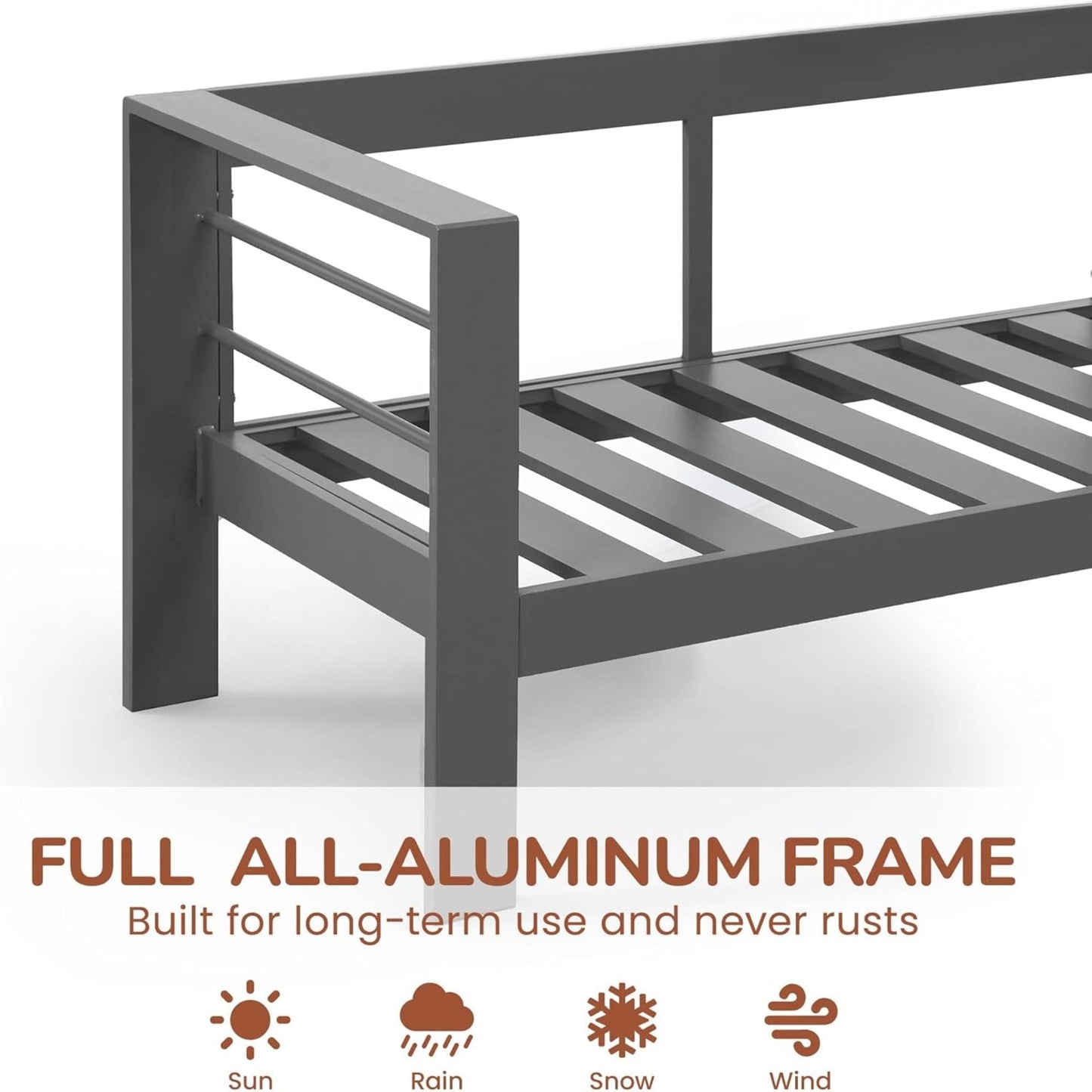 All Weather Patio Loveseat With Thick Cushions - Gray / Gray