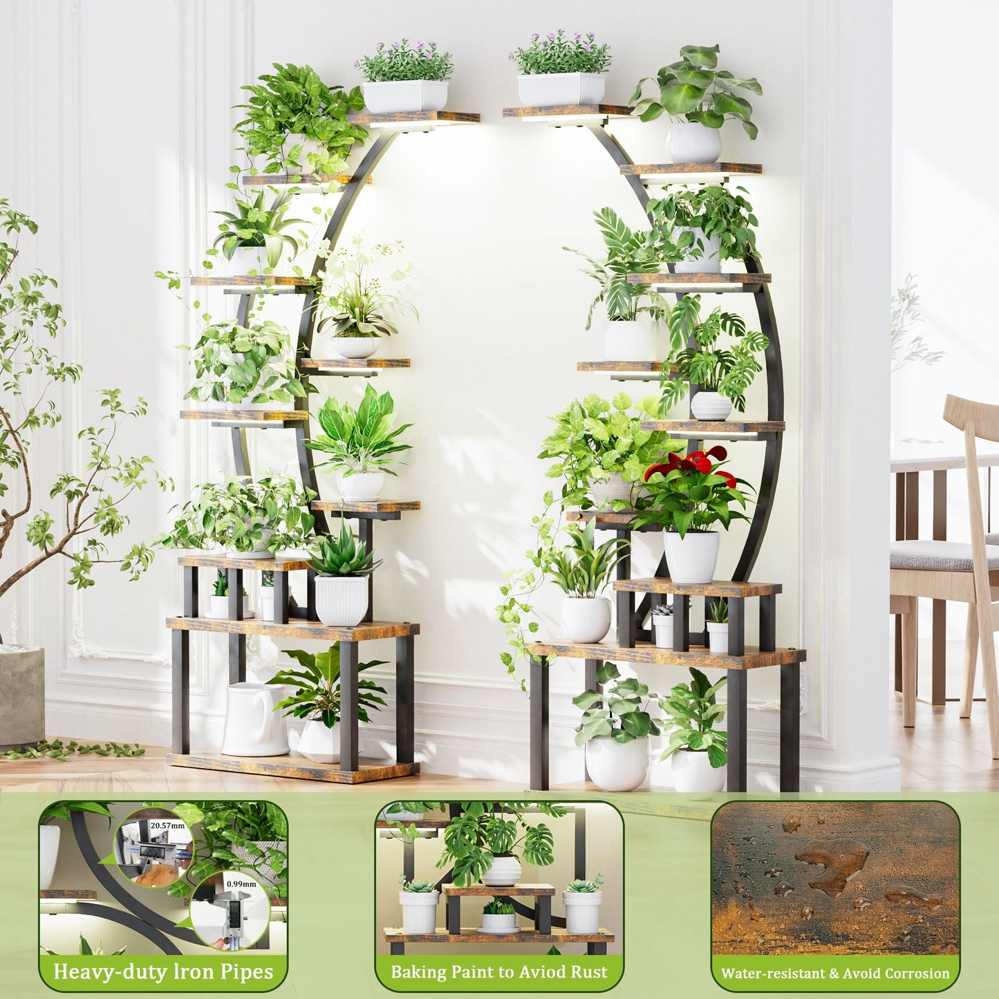 9 Tiered Indoor Plant Stand With 5 Adjustable Grow Lights