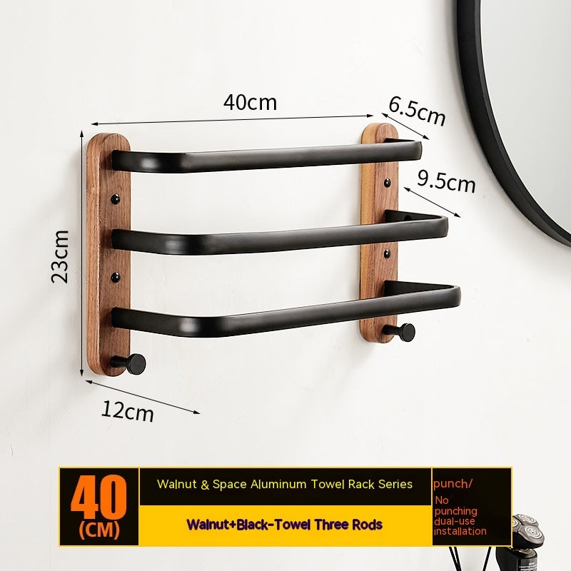 Solid Wood Towel Rack Wall Hanging Multi-bar