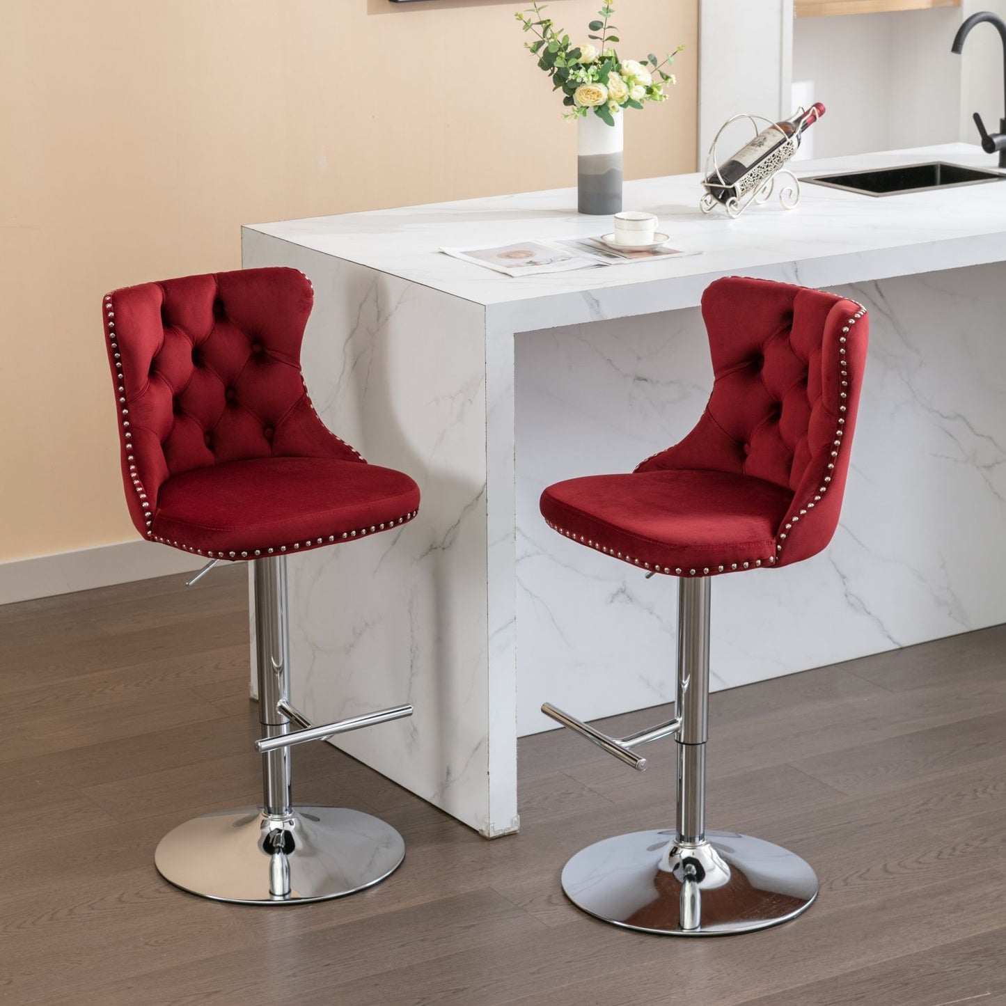 Swivel Adjustable Height Barstools Set of 2