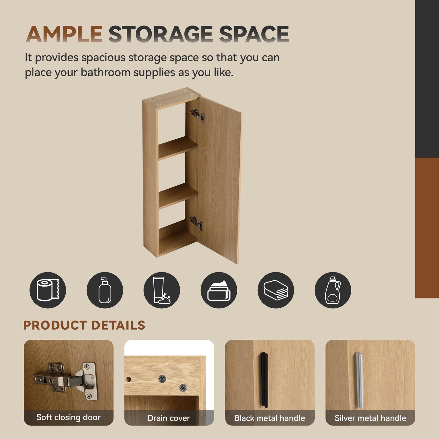 60" Double Sink Bathroom Vanity Set with Tall Cabinet