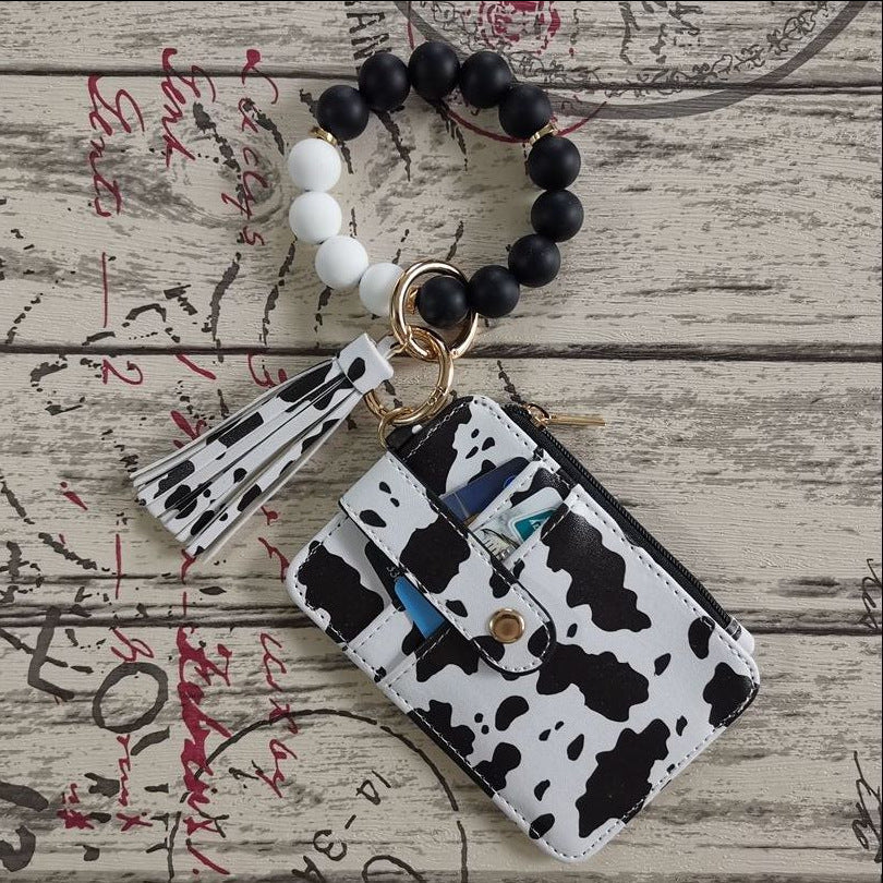 Silicone Bead Bracelet Leather Wallet