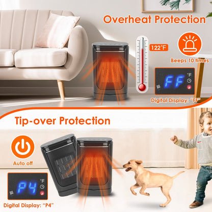 1500W Electric Space Heater Ceramic Heater Fan 90¼Oscillating Heating Fan with 3 Modes Remote Control Digital Display Tip-over Overheating Protection