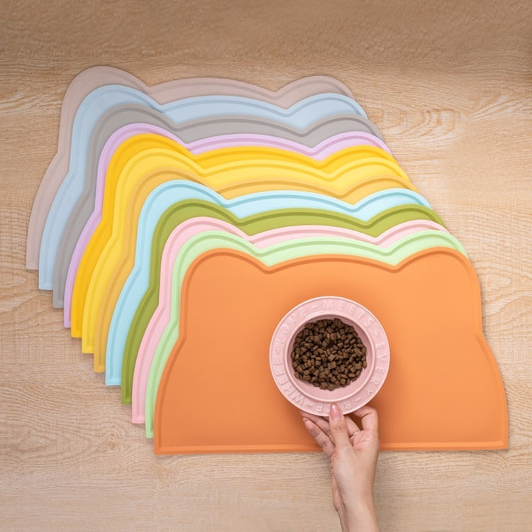 Silicone Mat In A Cat Head Shapeeasy To Clean Spill Proof And Waterproof