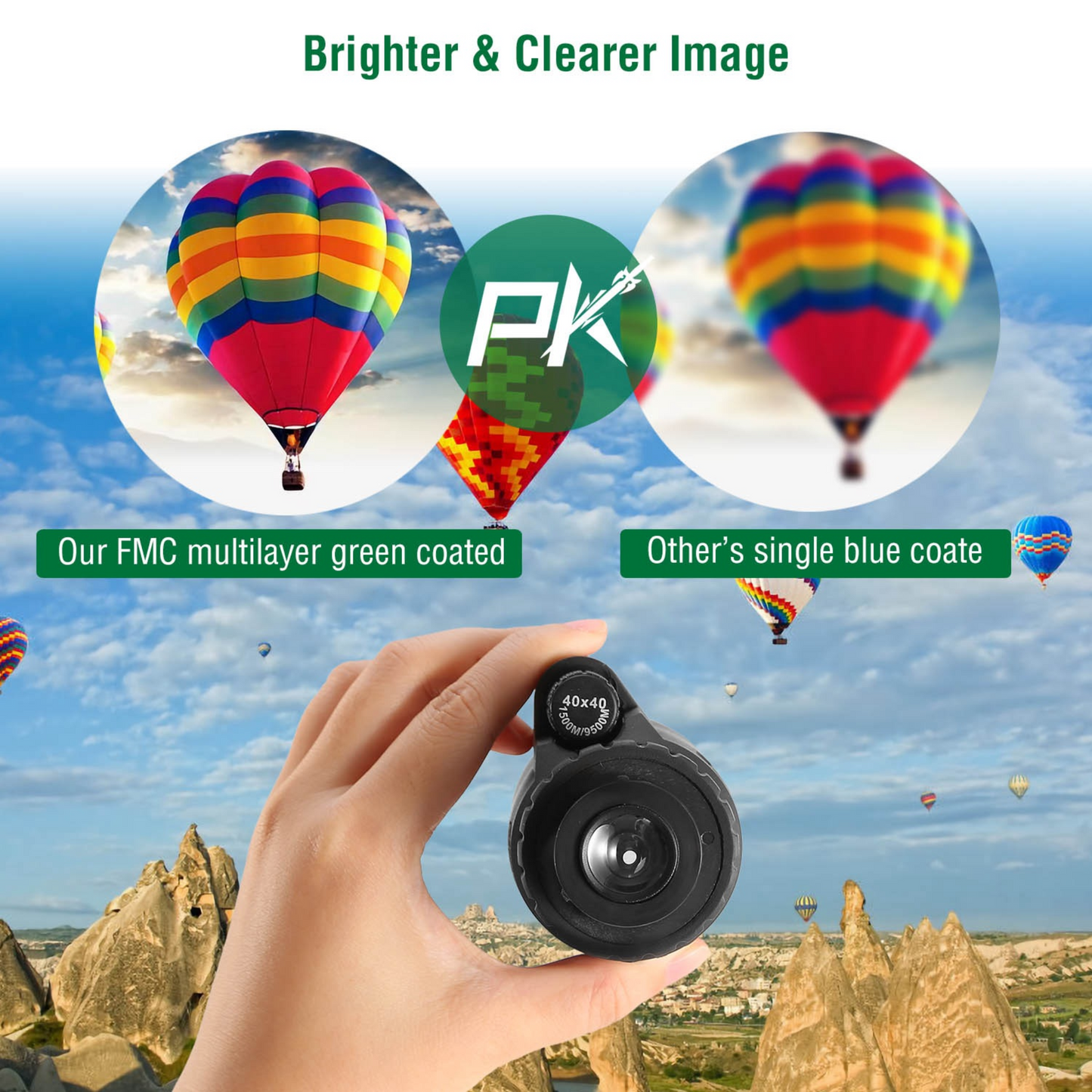 40x40 HD Optical Monocular Telescope w/ FMC Lens Low Light Vision Scope Phone Holder Tripod Compass For Bird Watching Hunting Camping Hiking Sport Eve