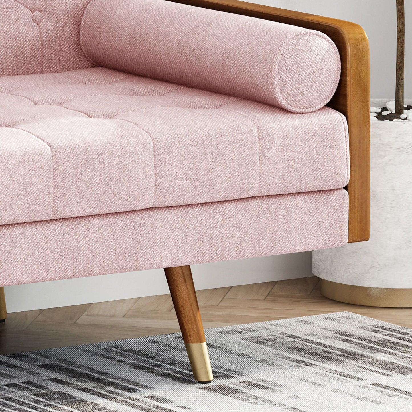 Aidan Mid Century Modern Tufted Fabric Sofa