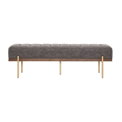 Thorian Luxury Upholstered Ottoman Bench with Channel Tufting and Metal Base