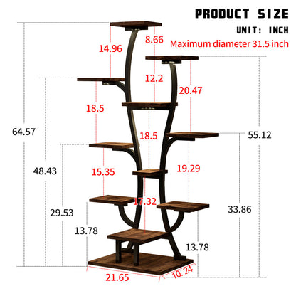 Vase Shape Indoor Plant Stand with Adjustable Grow Lights - Metal & MDF