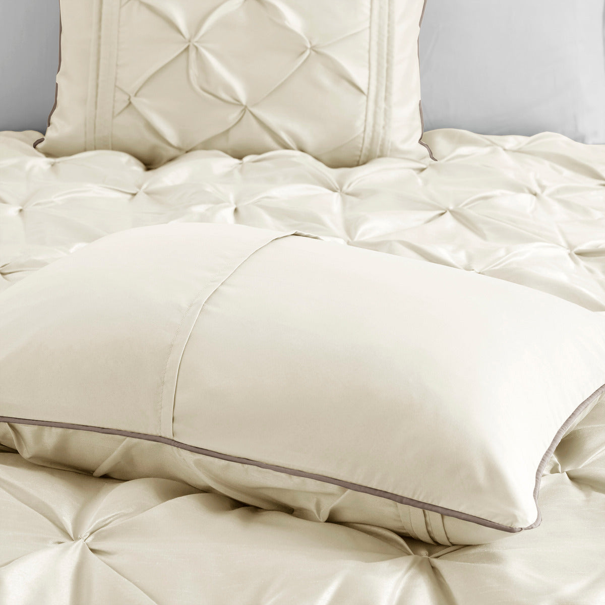 7 Piece Tufted Comforter Set Ivory King