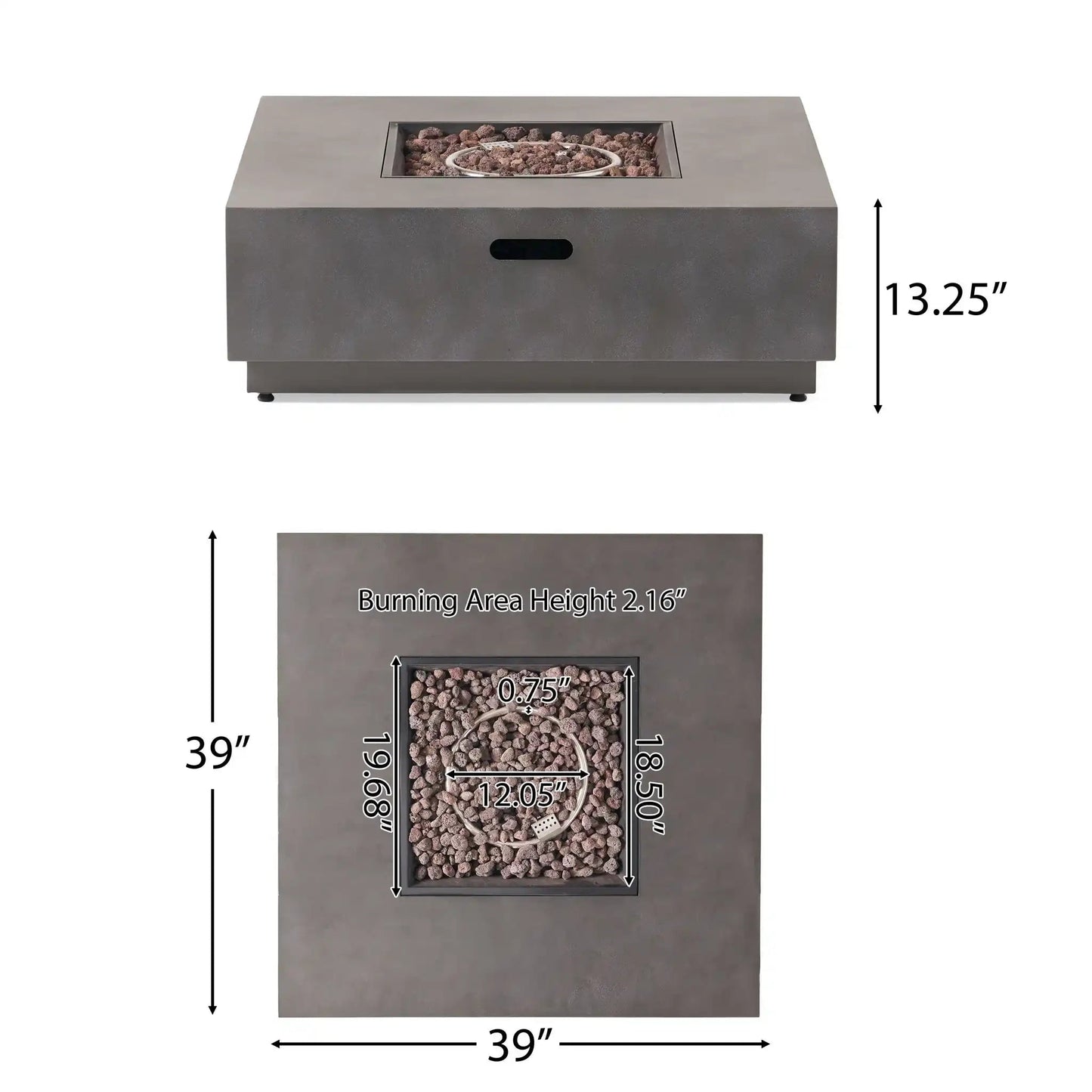 Modern Square Fire Pit With 50,000 BTU