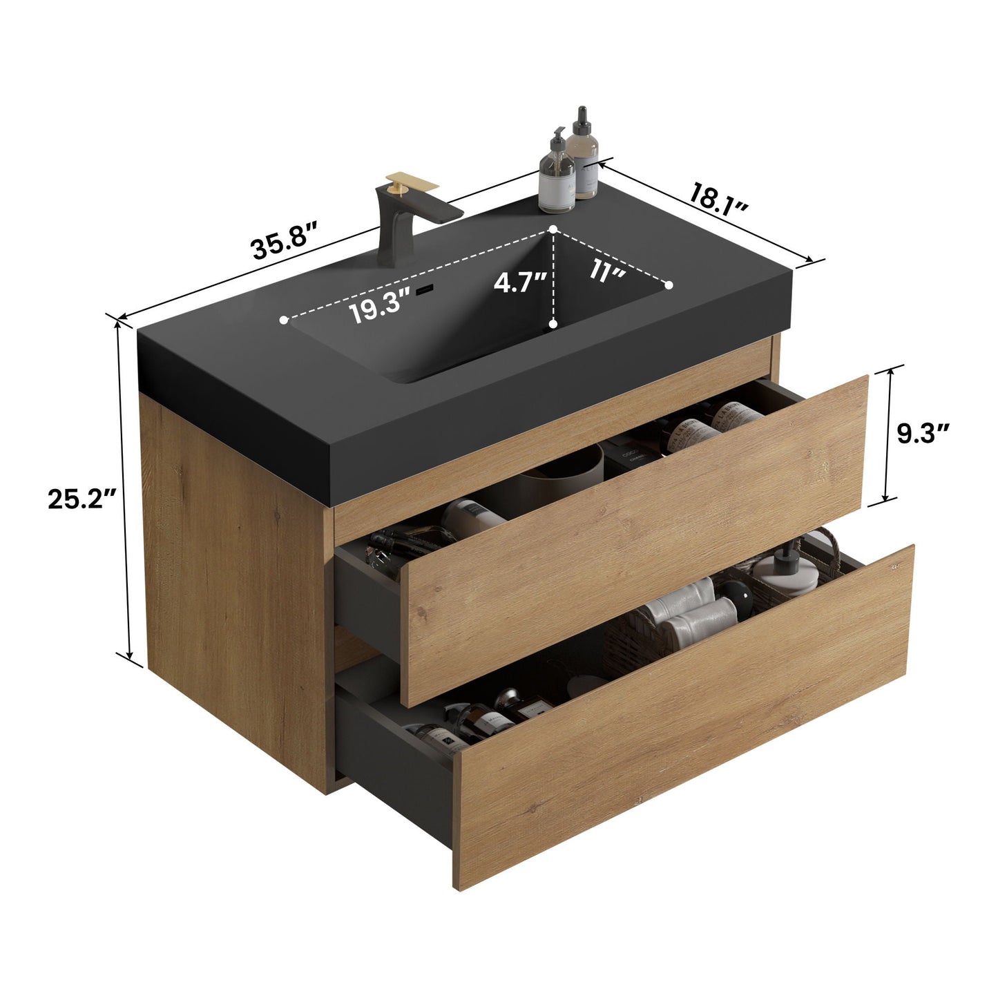 Alice Natural Oak Bathroom Vanity With Sink
