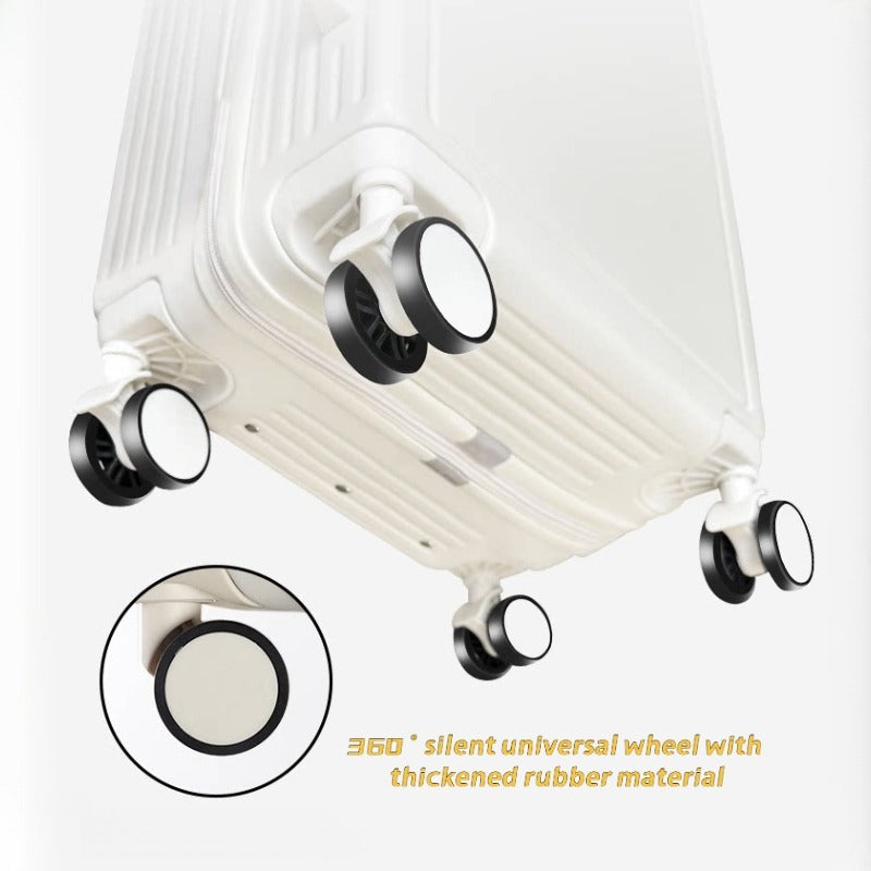 Wide Pull Rod Design Luggage Compartment, Front Open Lid, Stylish Large Capacity Luggage With Foldable Cup Holder And USB Interface
