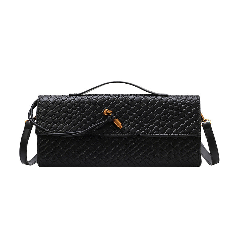 Womens Woven Soft Leather Shoulder Crossbody Bag