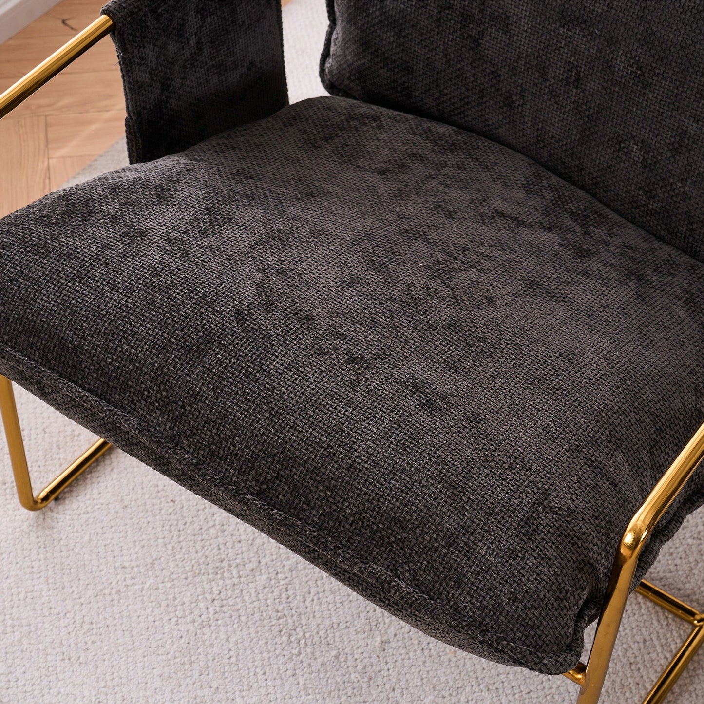 Upholstered Hanging Armchair With Arm Pocketsmetal Frame (Set of 2), Plated Craftsmanship, Crushed Foam Cushions And Skin-Friendly Woven Fabric For Living Room And Bedroom
