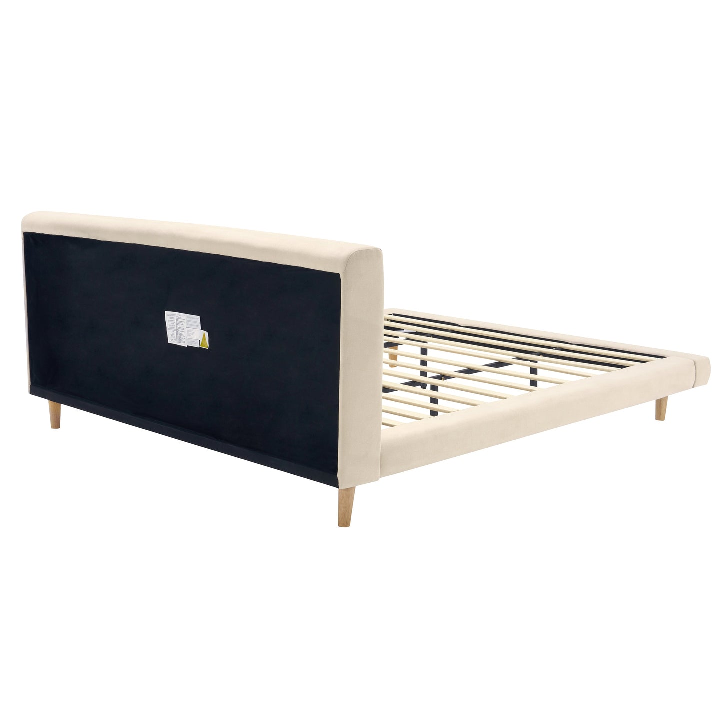 Beige Chunky Headboard Bed Frame, King