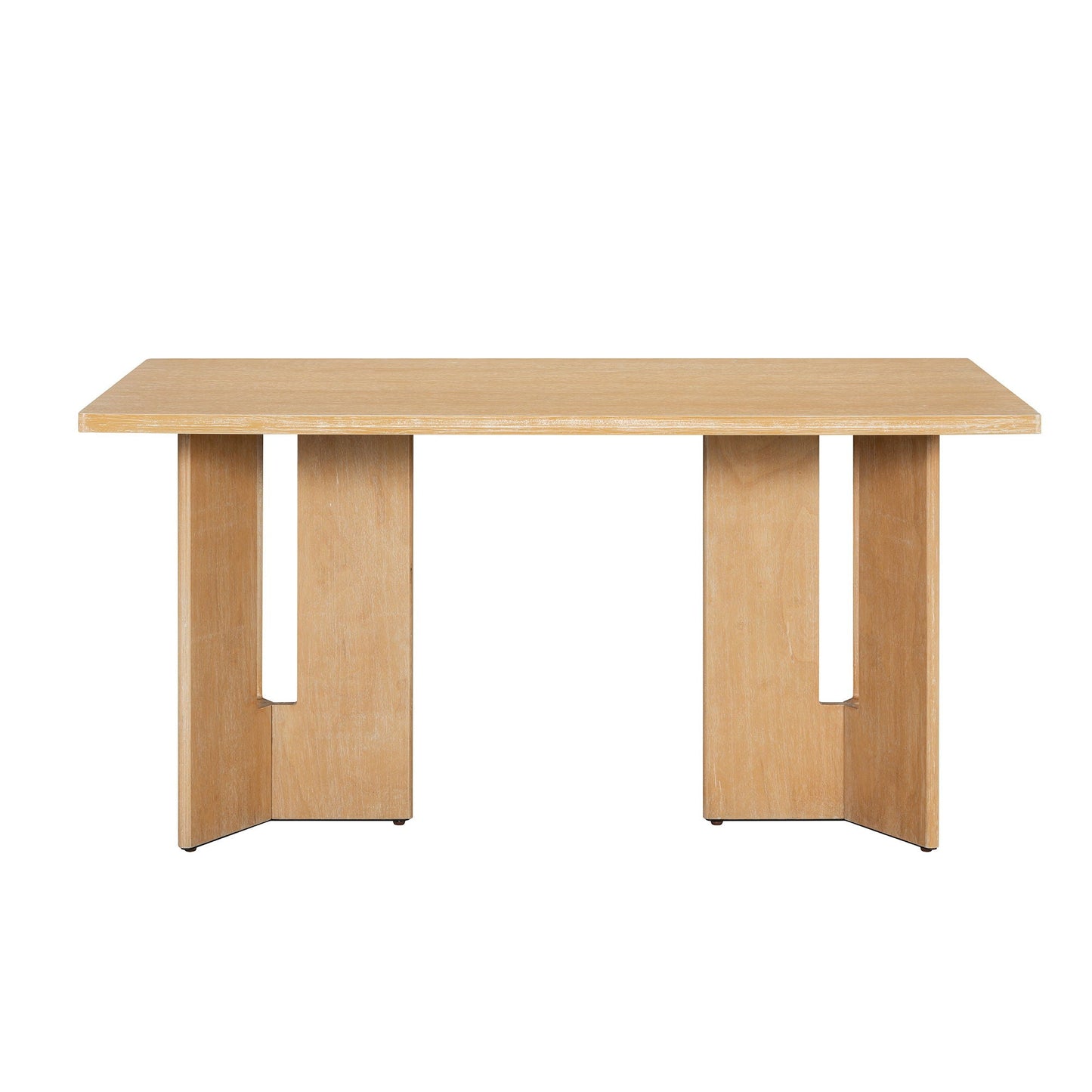 Dining Table Set With 6 Upholstered Chairs, Rectangular Table With Cutout Legs