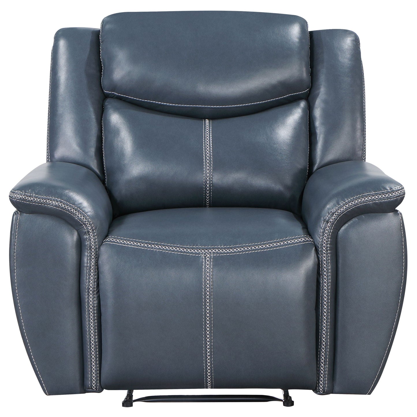 Brier - Upholstered Padded Arm Recliner Chair With Manual Recline And Pillowtop Arms - Blue