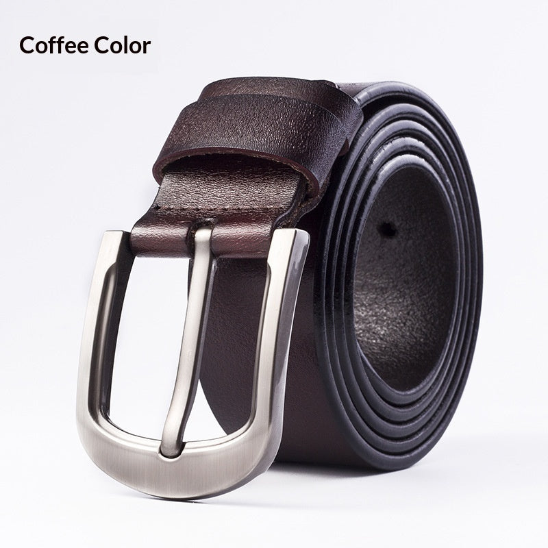 Men's Leather Belt With Pin Buckle, Genuine Leather Men's Waist Belt, Cowhide
