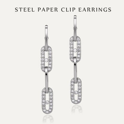 Crystal Paperclip Drop Earrings