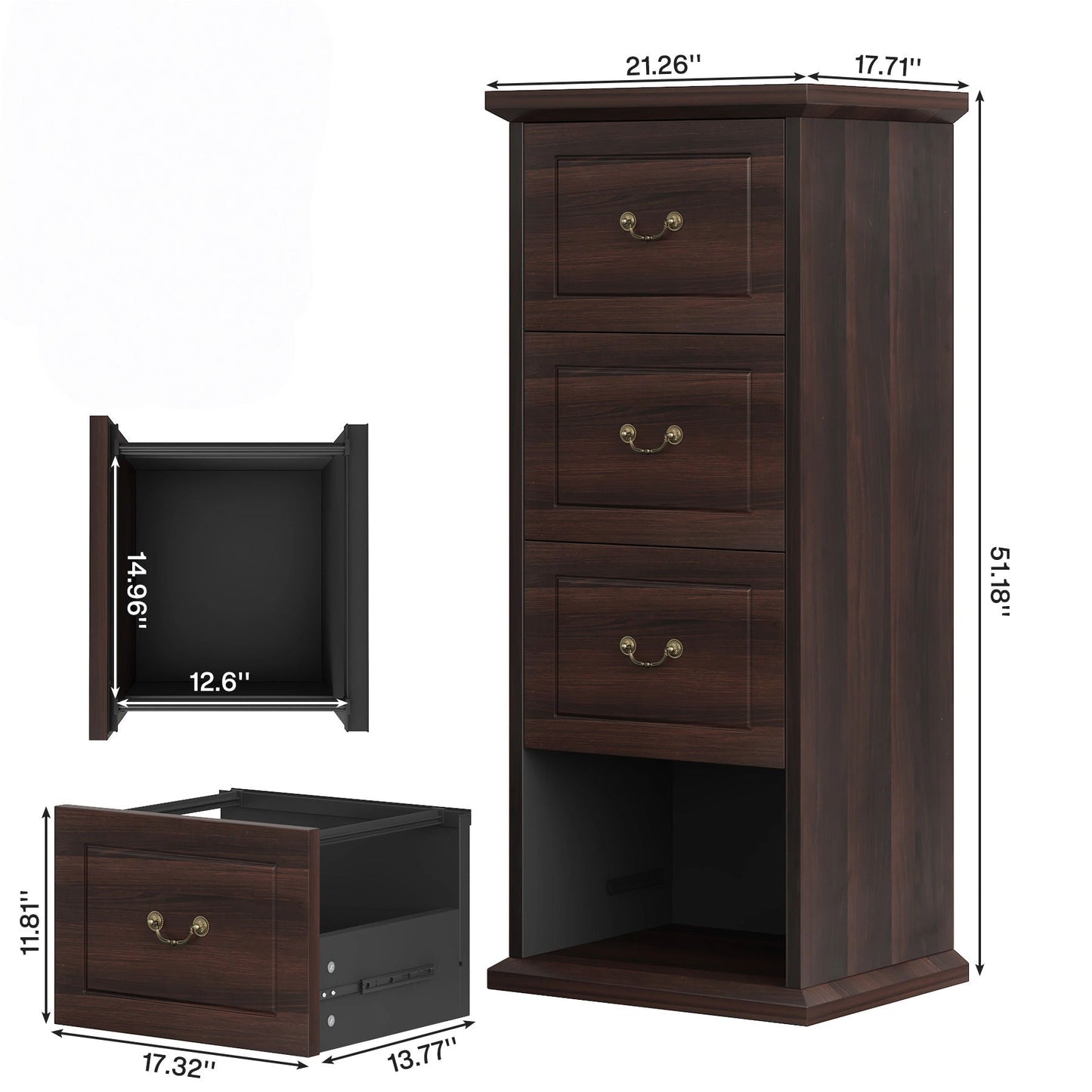 4 Drawer Vertical File Cabinet For A4 / Letter Files - Walnut