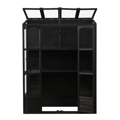 TOPMAX 78-inch Wooden Greenhouse Cold Frame with 4 Independent Skylights and 2 Folding Middle Shelves