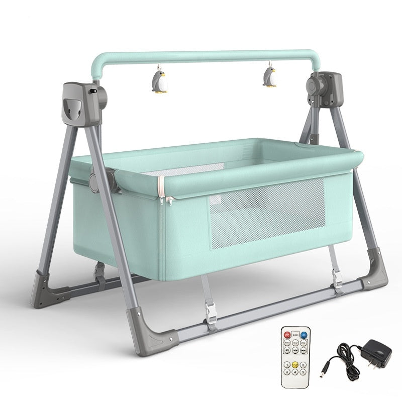 SmartBaby Multi-function Intelligent Electric Cradle – Pink | Bluetooth Music, Remote Control & Automatic Rocking Motion