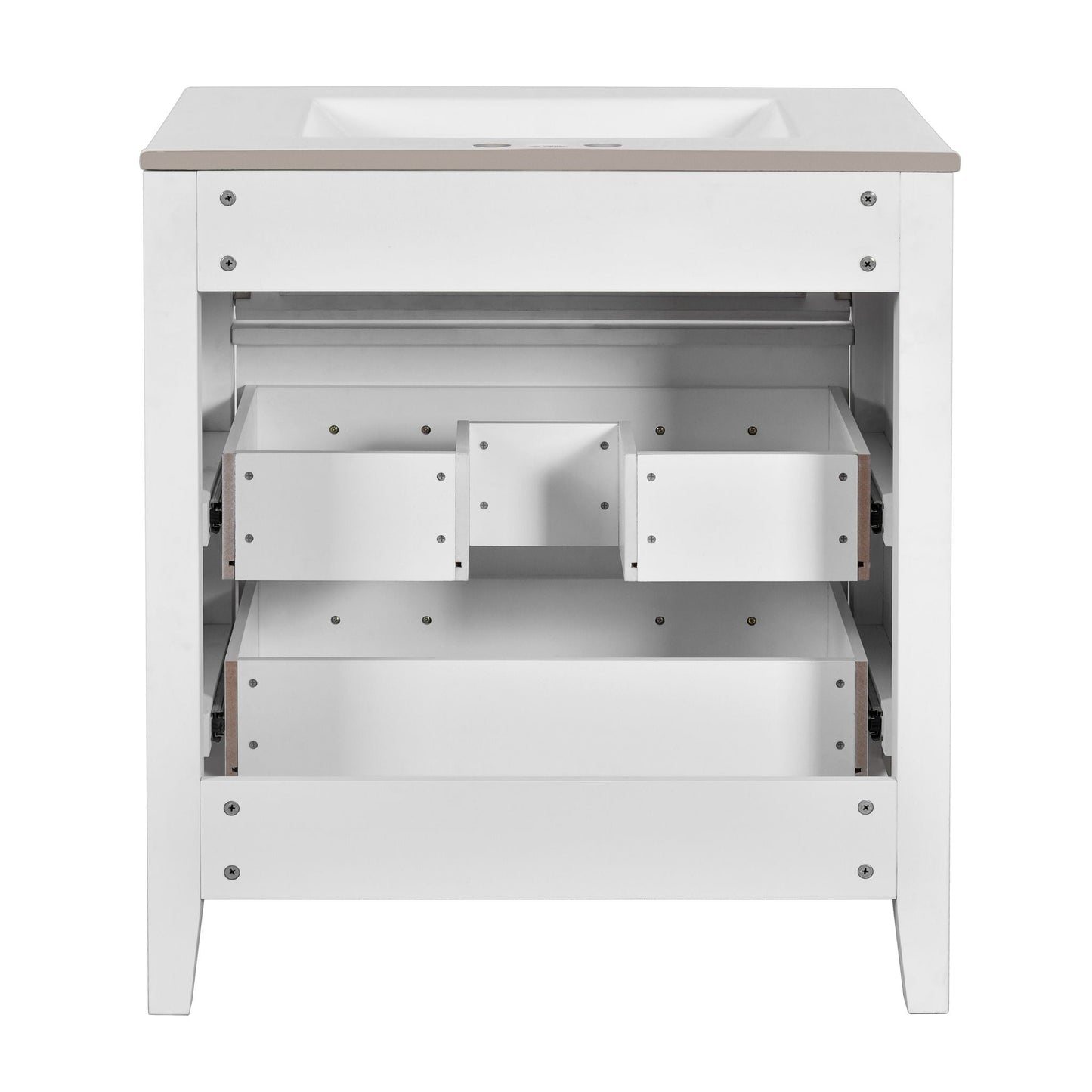 Retro Bathroom Vanity With Sink Combo, Free Standing Single Set With 3 Drawers