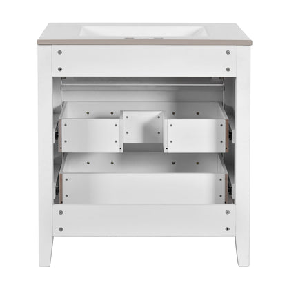 Retro Bathroom Vanity With Sink Combo, Free Standing Single Set With 3 Drawers