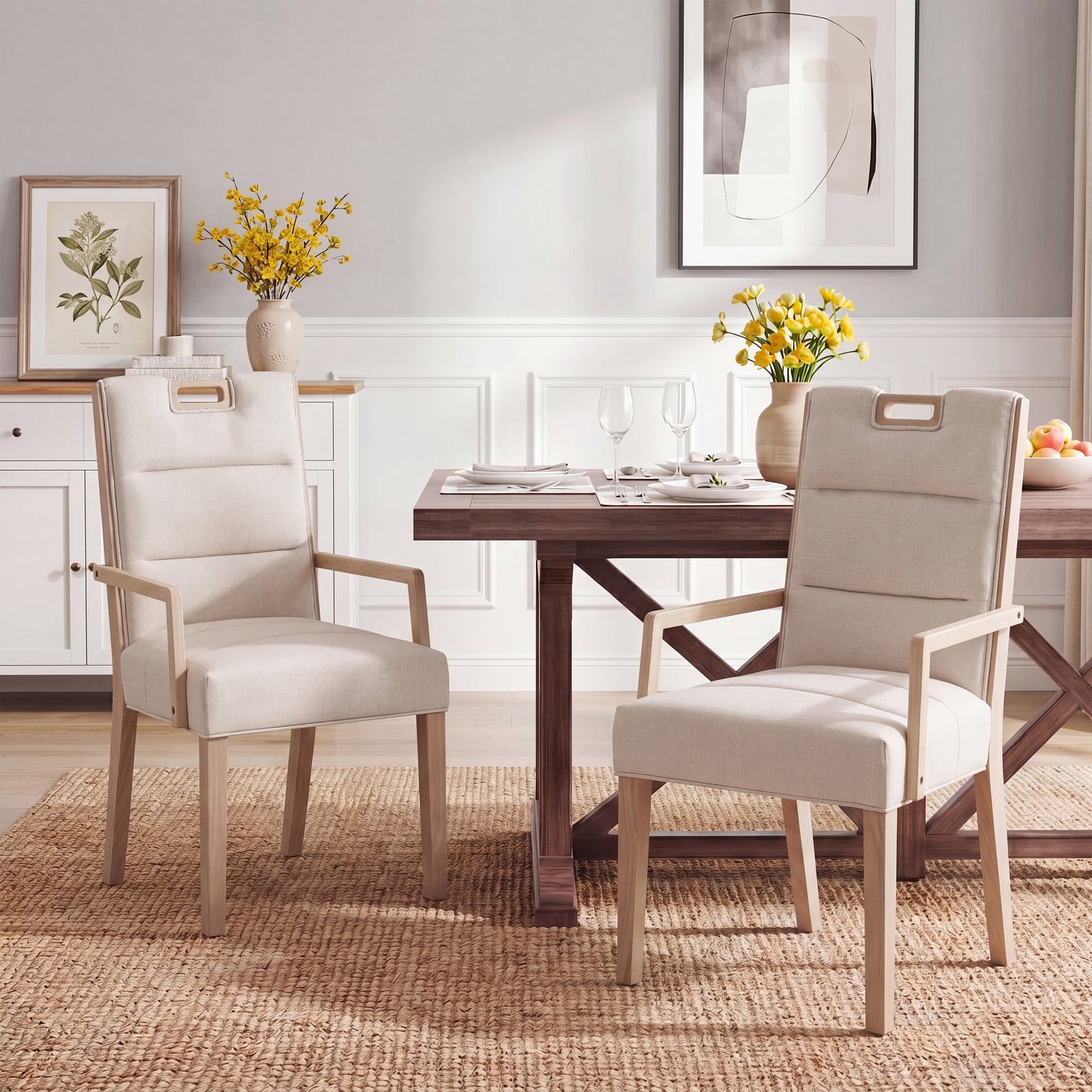 Upholstered Dining Chairs with Armrests