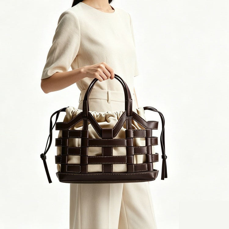 Creative Hollowed-out Niche Large-capacity Drawstring Patchwork Tote Bag