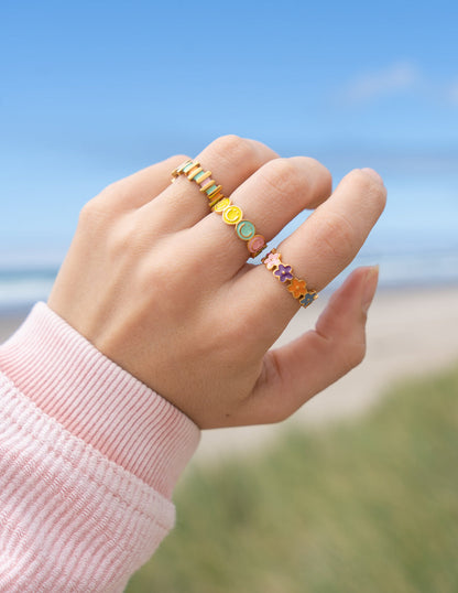 Floral Enamel Ring