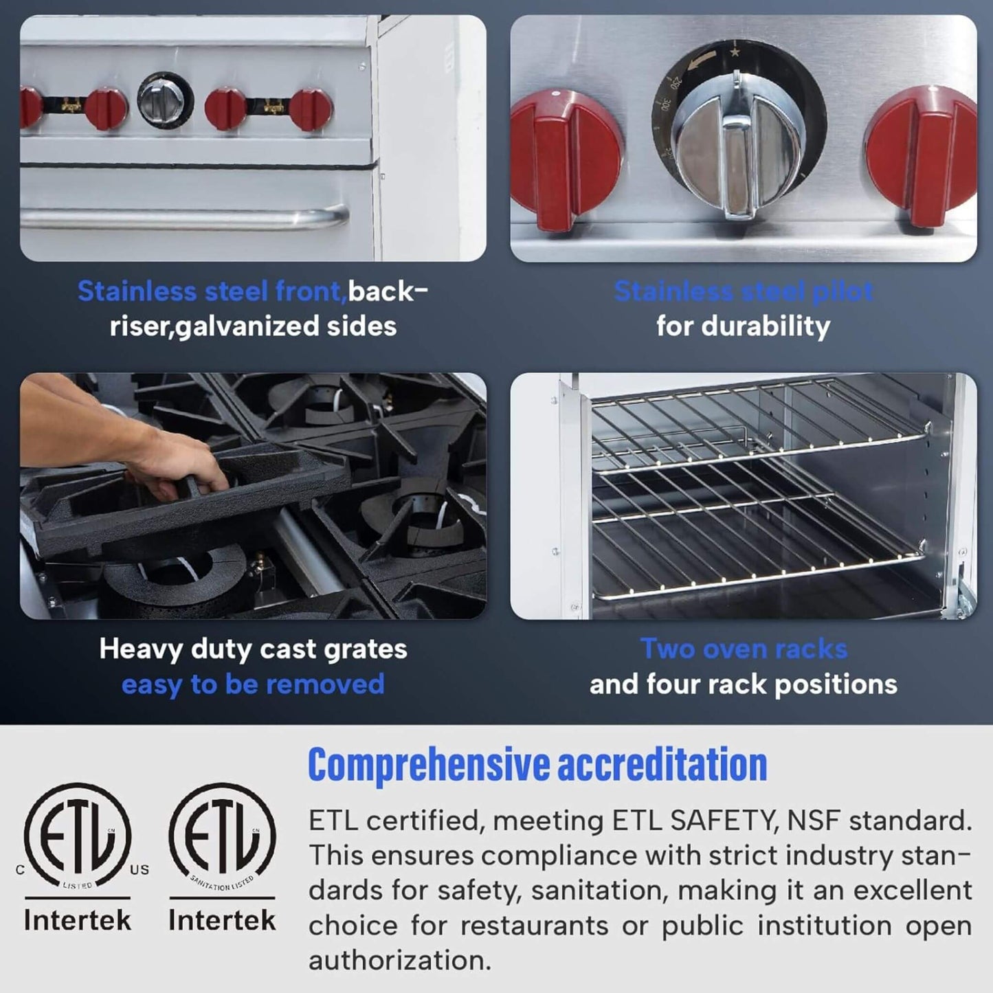 24-Inch Commercial 151K BTU 4-Burner Stainless Steel Freestanding Gas Range (SAK70931)