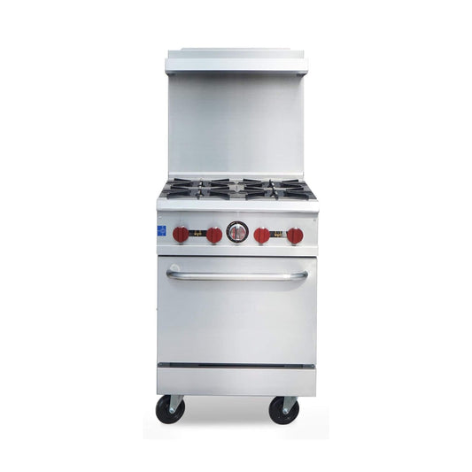 24-Inch Commercial 151K BTU 4-Burner Stainless Steel Freestanding Gas Range (SAK70931)