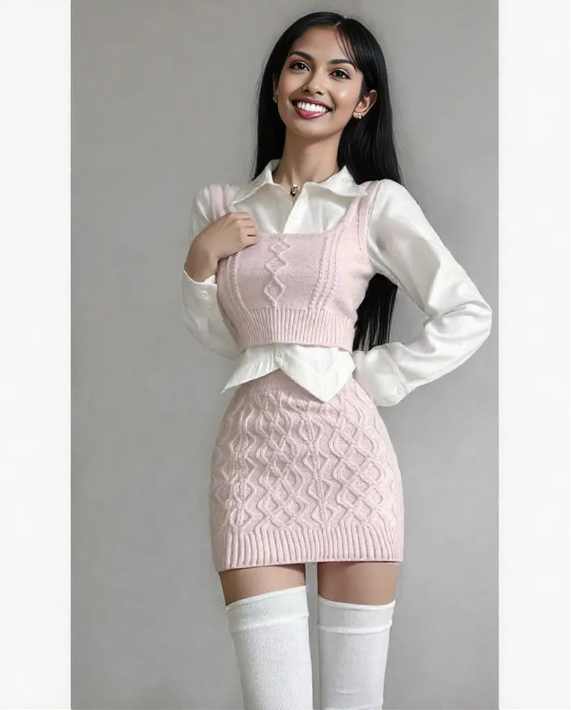 New pink  Dress Sweater dress for teenage girl