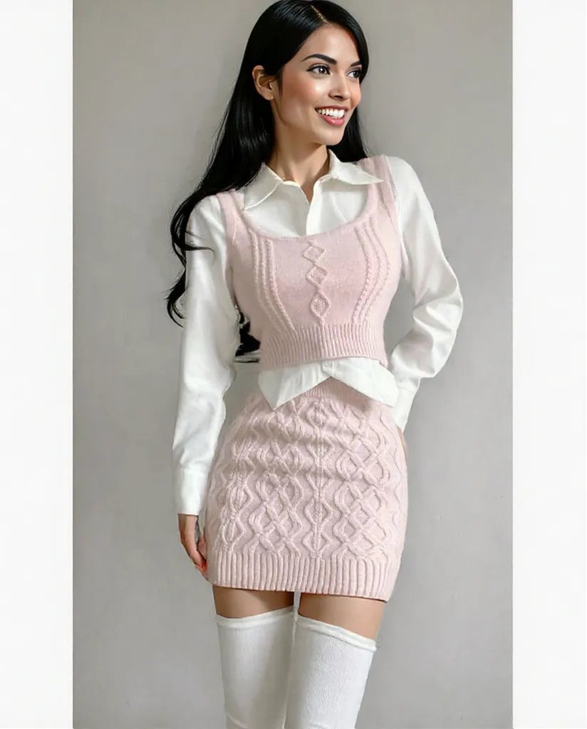New pink  Dress Sweater dress for teenage girl