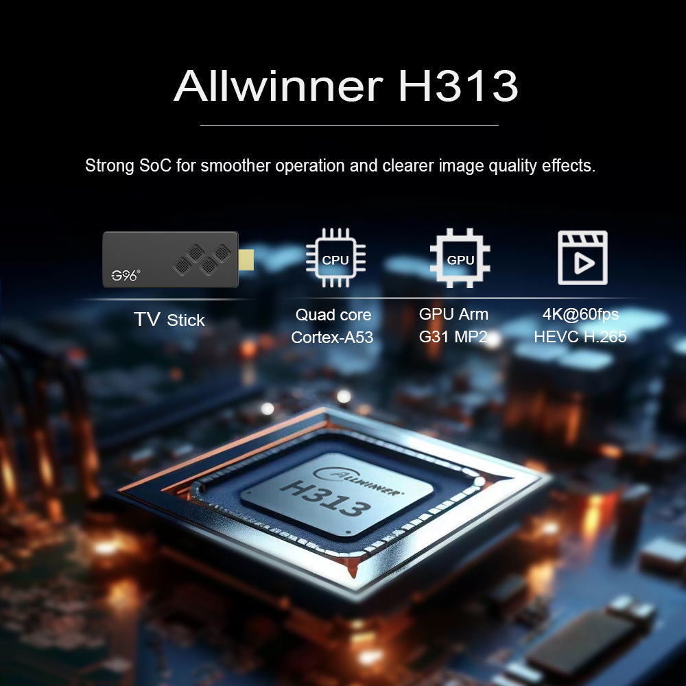 New G96TV Dongle Allwinner comes with 5 accessories H313 Android 13 Dual WIFI Bluetooth HD Android TV BOX
