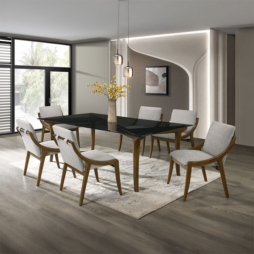 Danzel - Dining Table With Glass Top - Vintage Oak