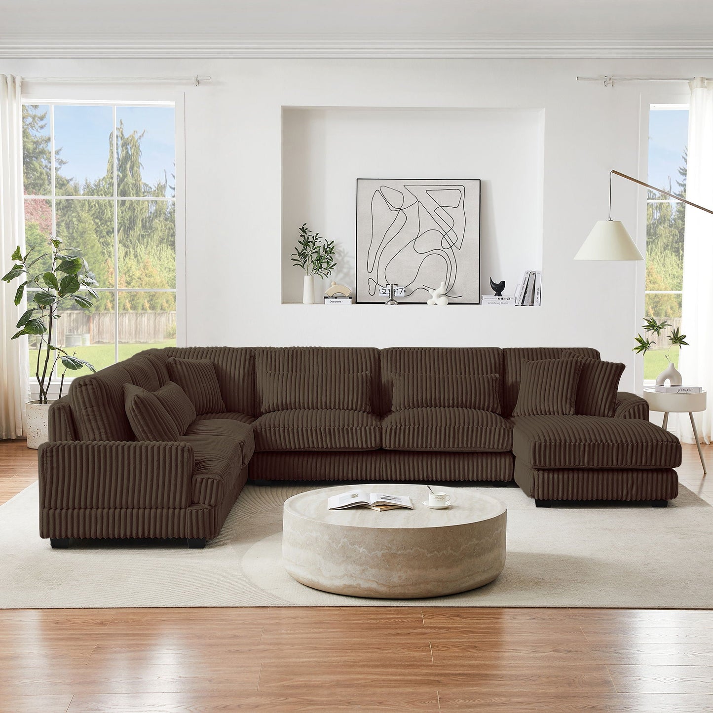 Oversized Sectional Sofa U - Shaped Sofa Couch Modern Sofa Upholstered In Soft With A Chaise Lounge For Living Room