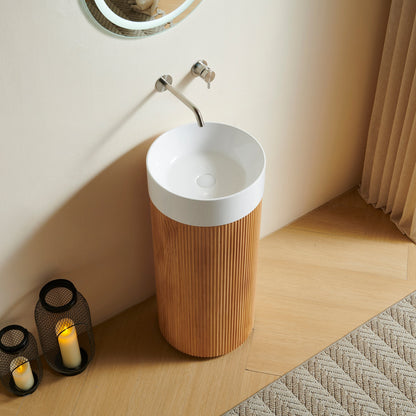 JINBO 16" Freestanding Cylindrical Bathroom Vanity Cabinet