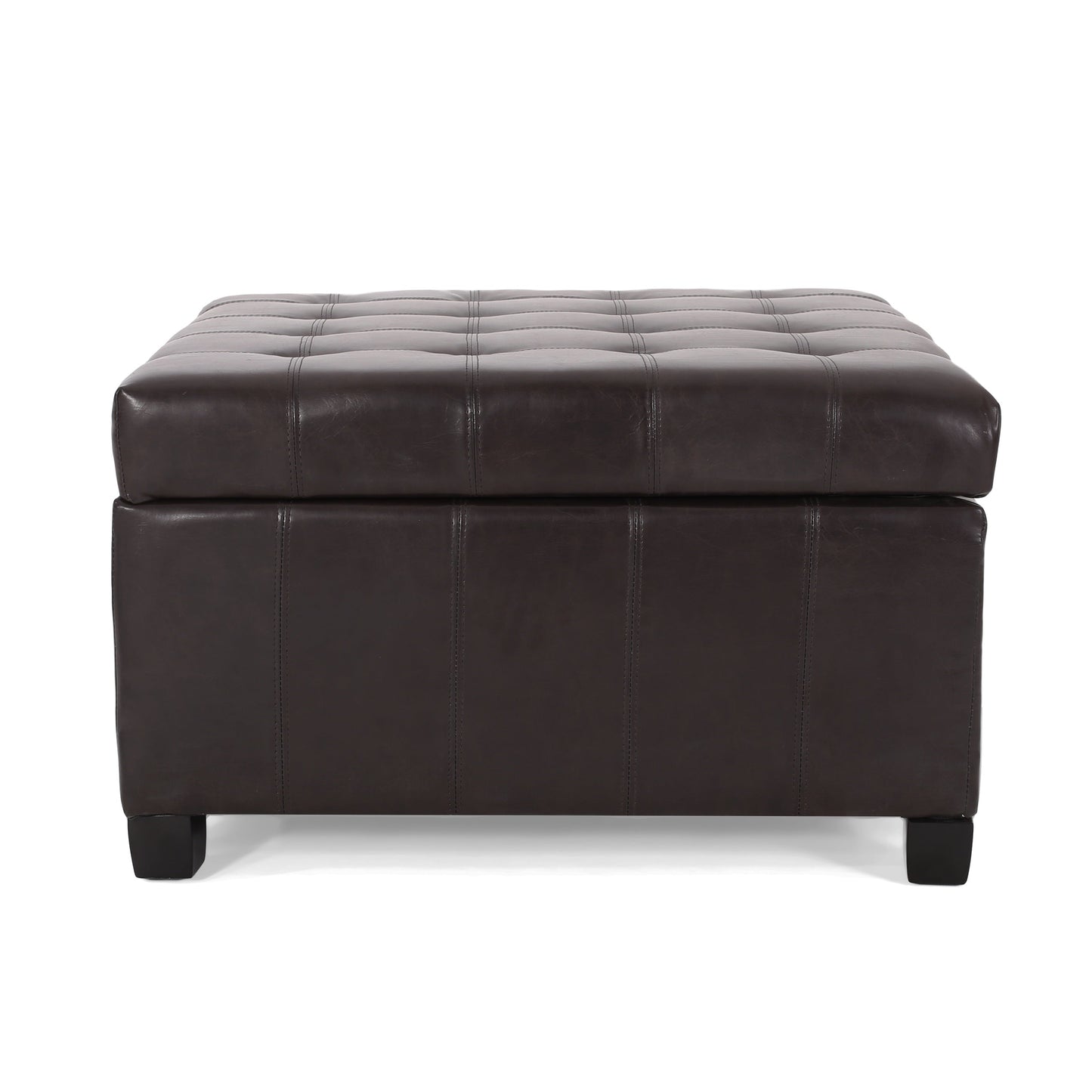 Upholstered Tufted PU Leather Storage Ottoman