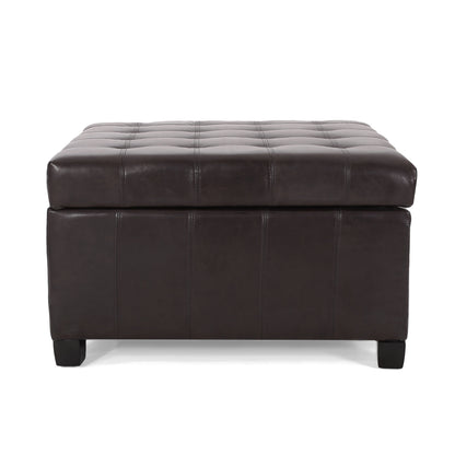 Upholstered Tufted PU Leather Storage Ottoman