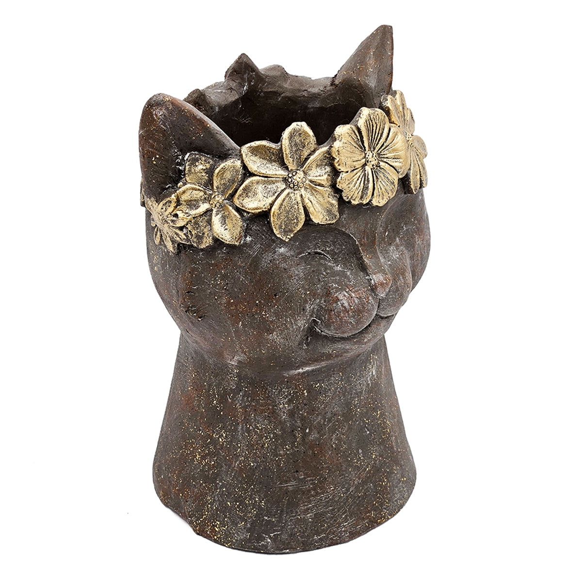 8.5x7.7x12.4" Magnesium Cat Statue Planter with Textured Finish